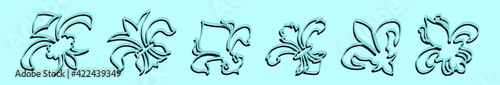 set of fleur de lis cartoon icon design template with various models. vector illustration isolated on blue background
