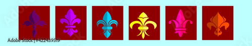 set of fleur de lis cartoon icon design template with various models. vector illustration isolated on blue background