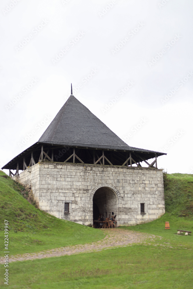 Entrance tower near Khotyn fortress of the X XVIII centuries with a fortification complex, One of the seven wonders of Ukraine located on the right bank of the river Dniester in the city of Khotyn. Entrance tower near Khotyn fortress of the X XVIII centuries with a fortification complex, One of the seven wonders of Ukraine located on the right bank of the river Dniester in the city of Khotyn.