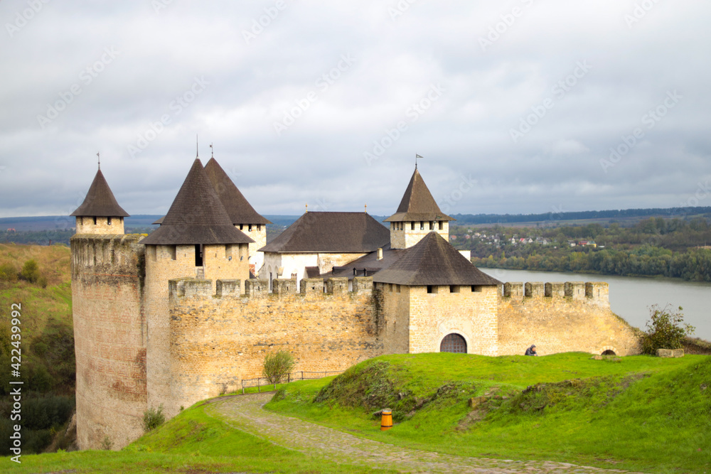 Khotyn fortress of the X XVIII centuries with a fortification complex, One of the seven wonders of Ukraine located on the right bank of the river. Dniester in the city of Khotyn.