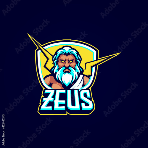 Zeus e-sport mascot logo design badge