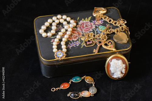 Grandmother's antique jewelry box.