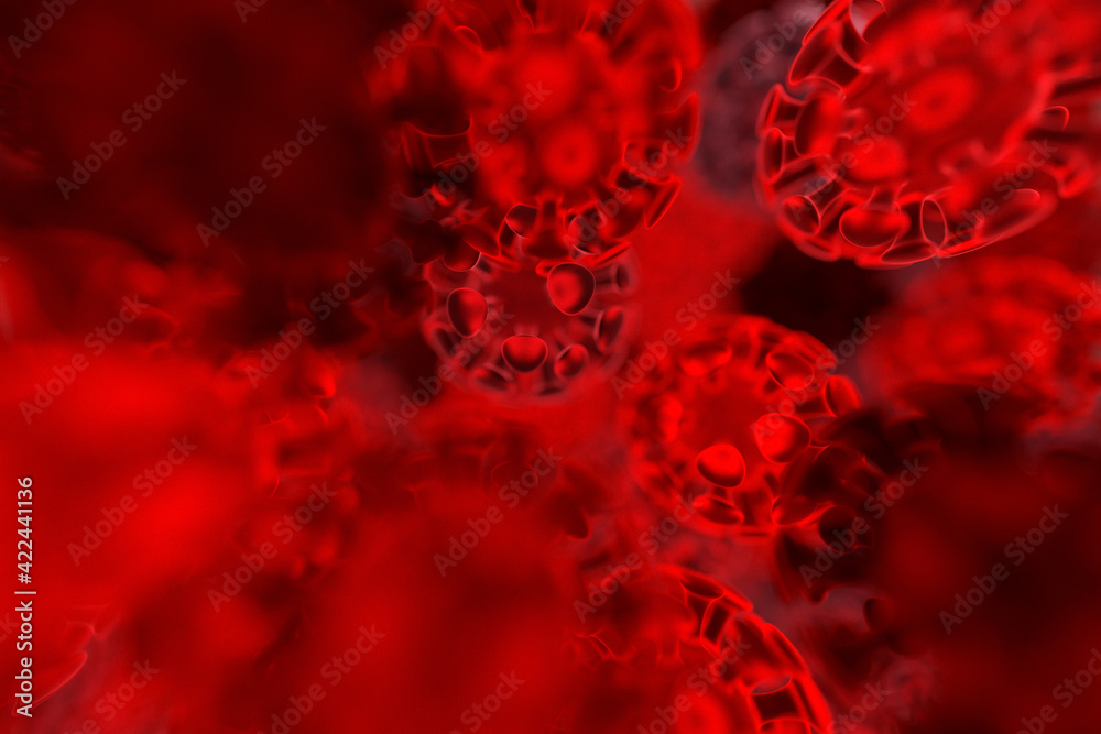 3D rendering. Сlose-up of the Covid-2019 virus - flu as a dangerous case of a flu strain as a pandemic. Pandemic medical Coronavirus concept with dangerous cells. Microscope virus close-up. 3D rendering. Сlose-up of the Covid-2019 virus - flu as a dangerous case of a flu strain as a pandemic. Pandemic medical Coronavirus concept with dangerous cells. Microscope virus close-up.