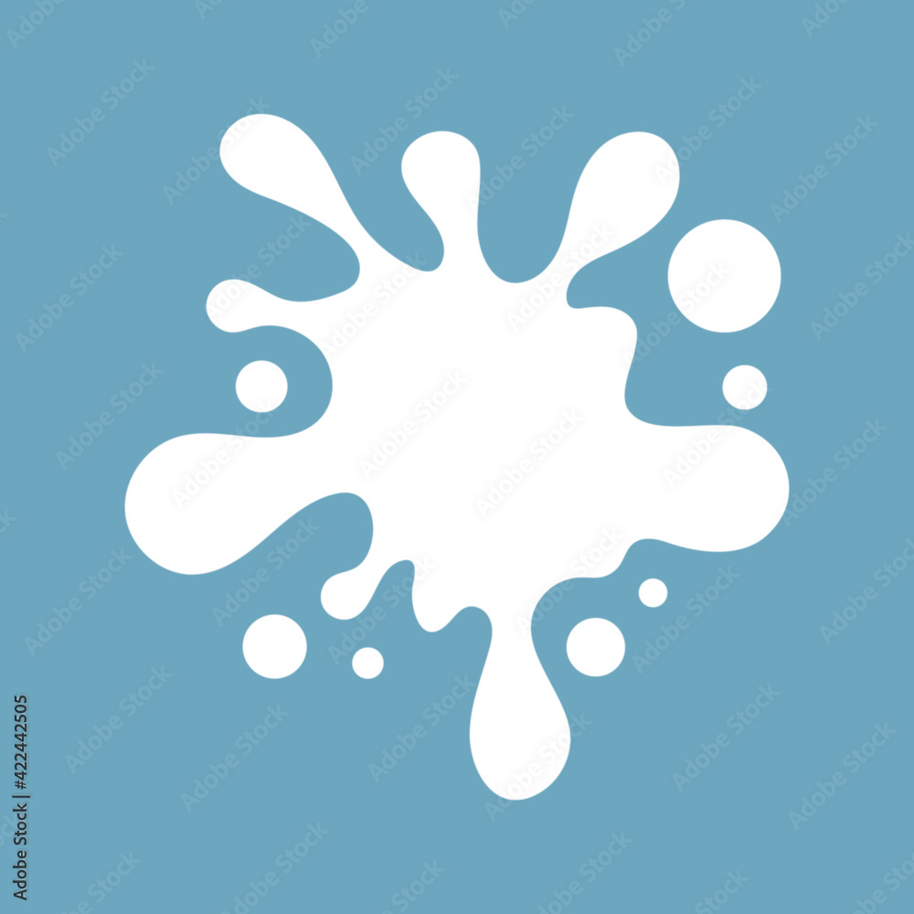 White milk splash with drops, isolated on blue background, vector illustration. White milk splash with drops, isolated on blue background, vector illustration.
