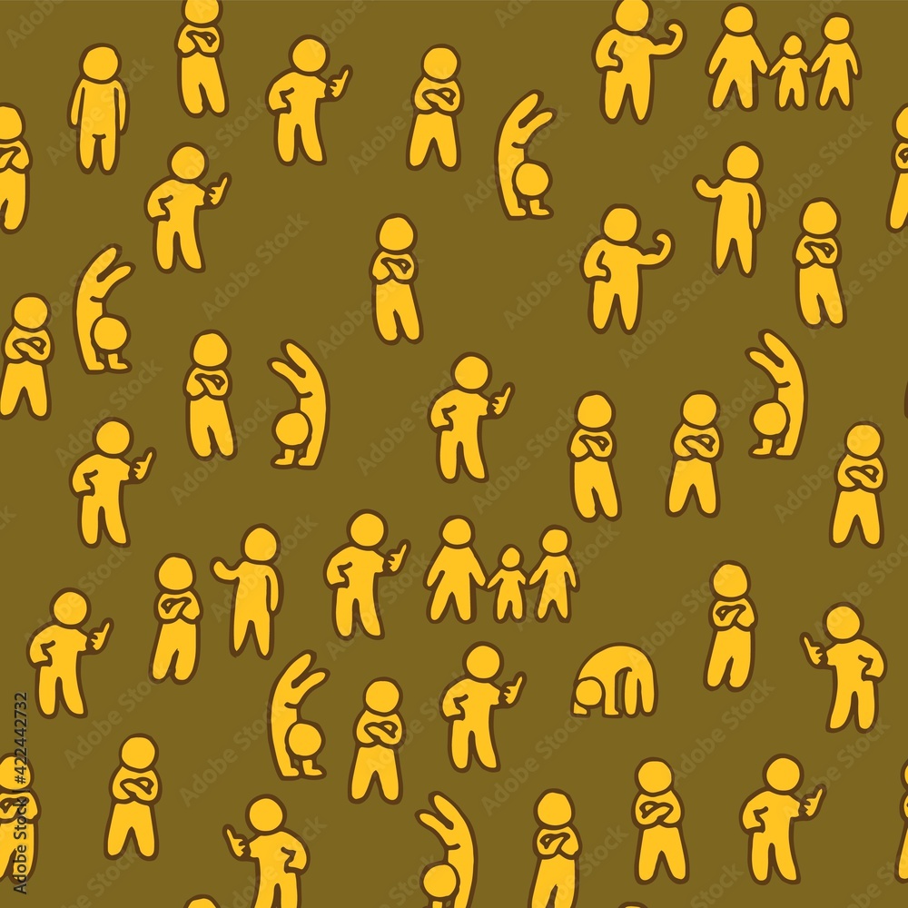 People. Seamless illustration. Cartoon style sketch characters. Hand outline drawing funny society. vector People. Seamless illustration. Cartoon style sketch characters. Hand outline drawing funny society. vector