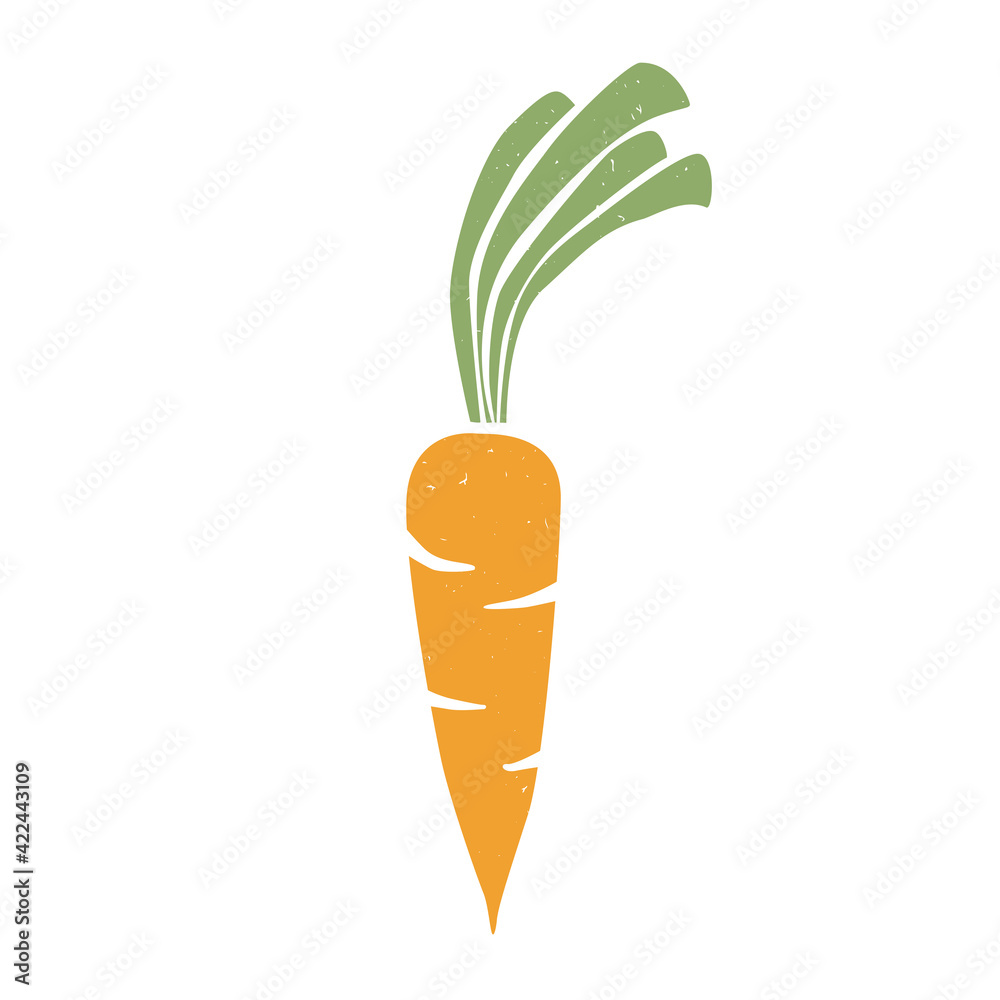 Cute carrot icon isolated on white background. Colorful pictogram original design. Can be used for infographics, identity or decoration. Vector shabby hand drawn illustration Cute carrot icon isolated on white background. Colorful pictogram original design. Can be used for infographics, identity or decoration. Vector shabby hand drawn illustration