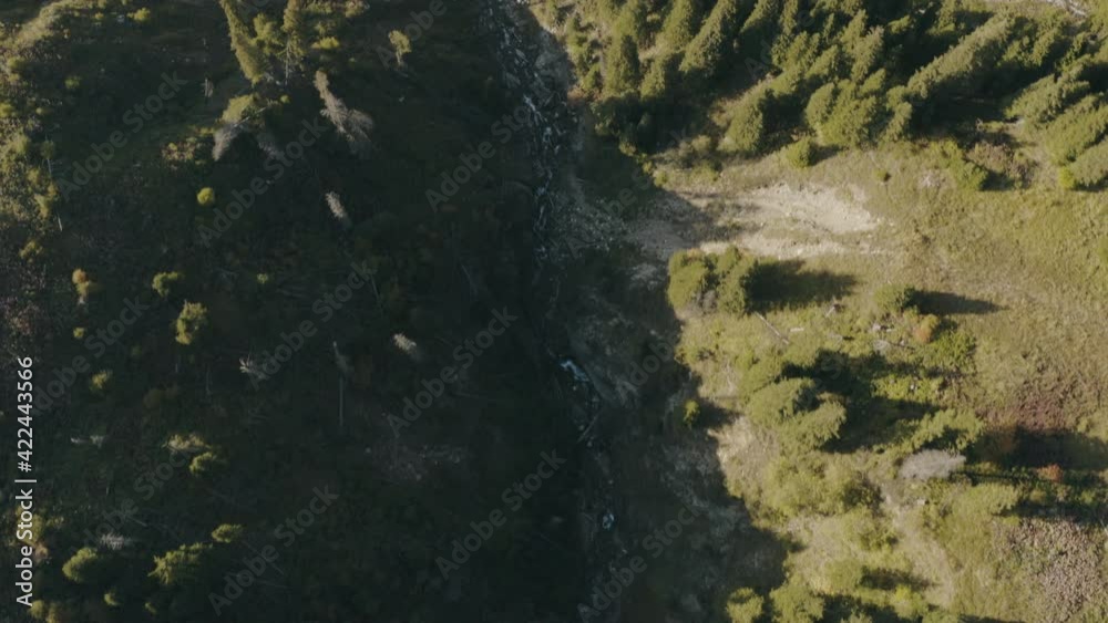 Aerial view to the mountains valley. 4k Panorama of Kazakhstan. Pine trees and treetops. Drone flight above colorful texture in nature Aerial view to the mountains valley. 4k Panorama of Kazakhstan. Pine trees and treetops. Drone flight above colorful texture in nature