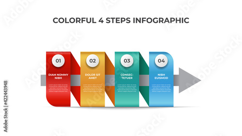 Colorful infographic element template with 4 points of steps, list layout diagram vector