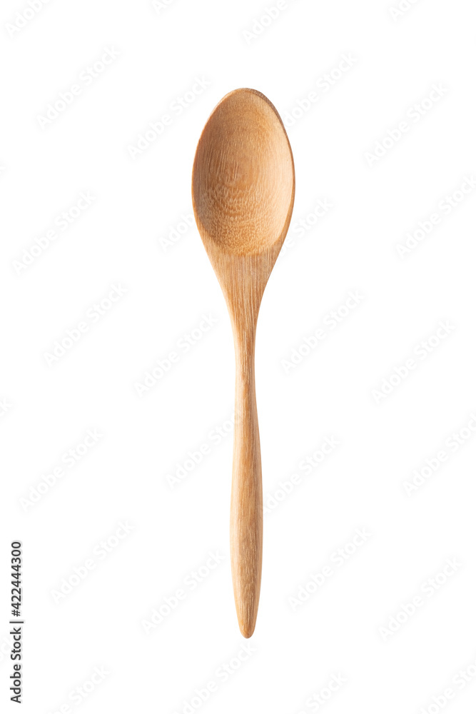 Wooden spoon on white background. The spoon is made of real wood material. Kitchen appliances in isolated with clipping path. Wooden spoon on white background. The spoon is made of real wood material. Kitchen appliances in isolated with clipping path.