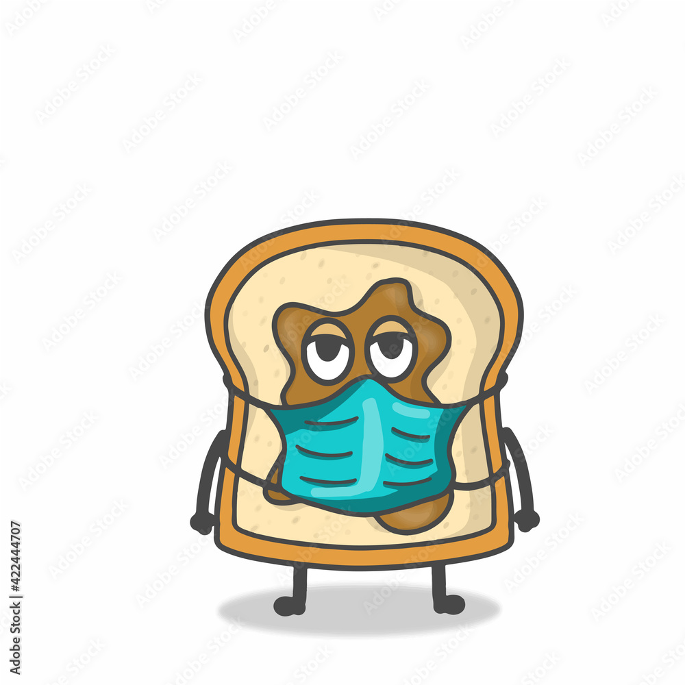 cute toast character vector design template illustration
