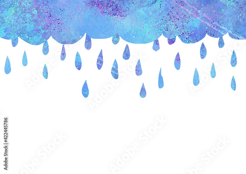 雨 梅雨 6月 水彩 ステンシル 背景素材 アイコン 雨粒 雫 雨の日