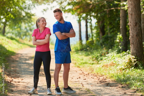 young couple preparing for a morning run