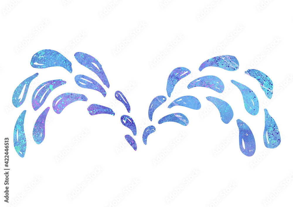 Obraz premium 雨 噴水 梅雨 6月 水彩 ステンシル 背景素材 アイコン 雨粒 雫 雨の日