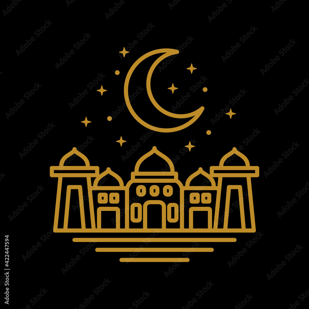  Design Vector is created in the style of line art which forms Mosque