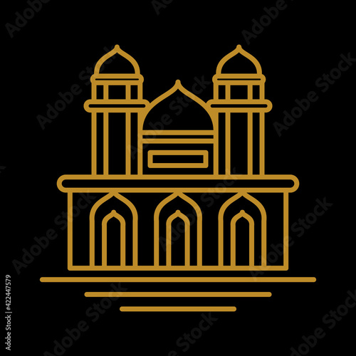  Design Vector is created in the style of line art which forms Mosque