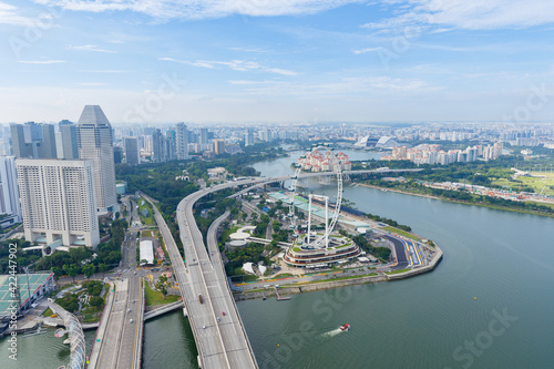 Top views skyline business building and financial district in sunshine day at Singapore City, Singapore