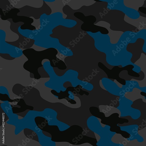 dark blue military camouflage vector seamless pattern