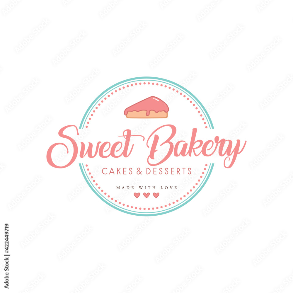 Sweet Bakery Shop Logo, Bakery and Dessert Logo, Sign, Template, Flat