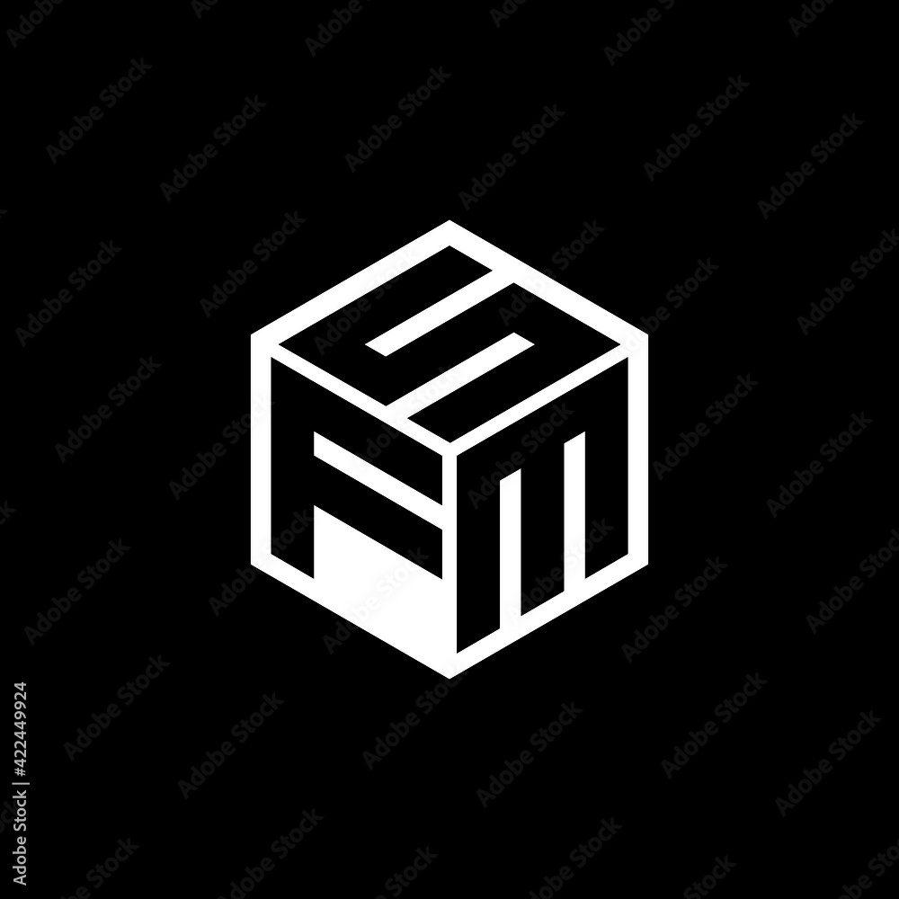 FMS letter logo design with black background in illustrator, cube logo ...