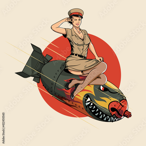 Asian Dragon Bomb WW2 pin up girl photo