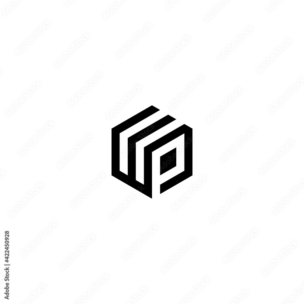 Business logo letter, WP line, cube. icon design template. geometric isolated monogram Business logo letter, WP line, cube. icon design template. geometric isolated monogram