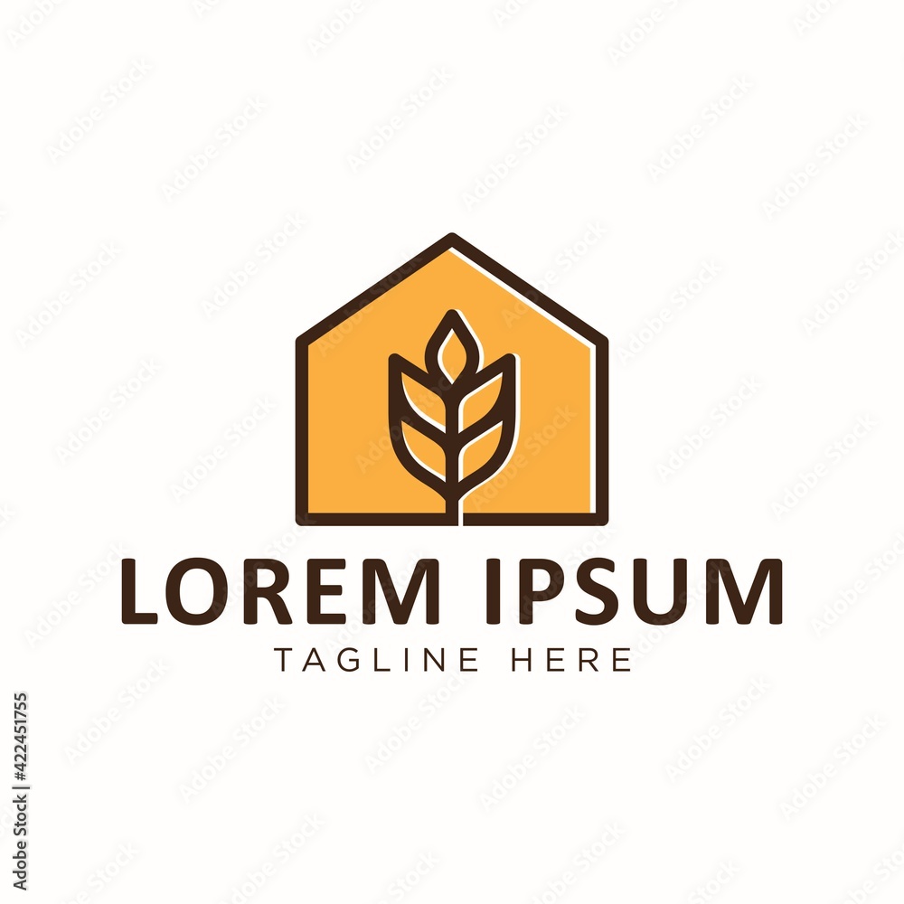 Obraz premium Wheat House Logo Design Template