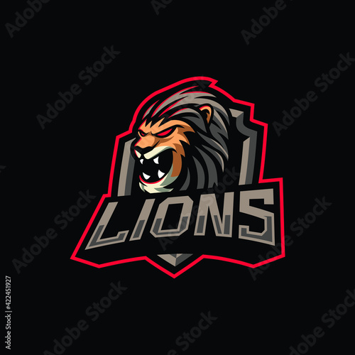 Lion mascot logo design illustration