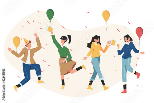 Group of children dancing and having fun to music
