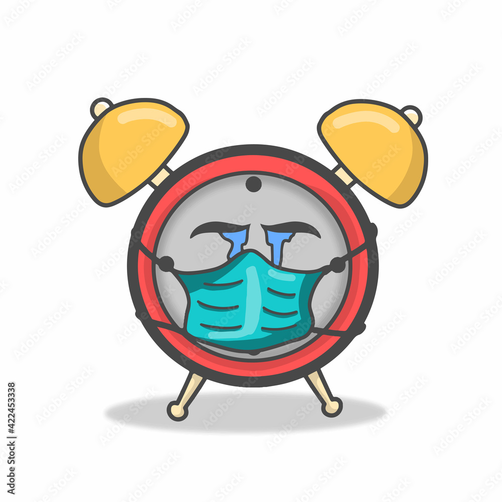 Naklejka premium Cute clock character vector template design illustration