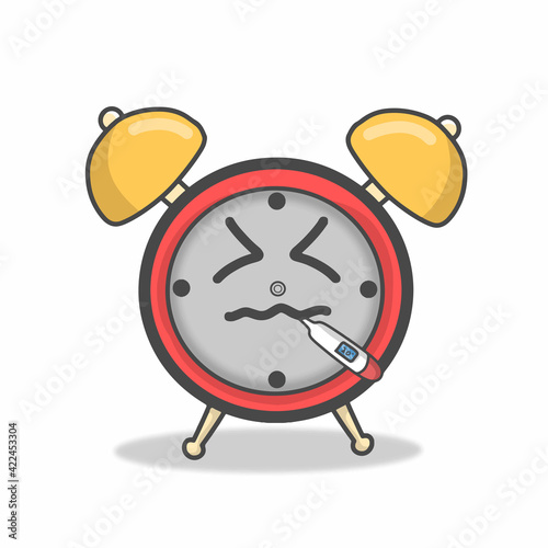Cute clock character vector template design illustration