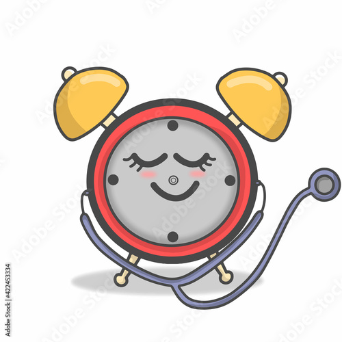 Cute clock character vector template design illustration
