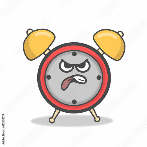 Cute clock character vector template design illustration