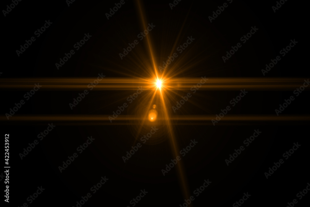 Lens flare effect Golden sun light Lens flare effect Golden sun light