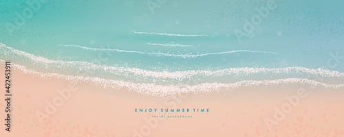 Vector beautiful realistic top view illustration of sandy summer beach
