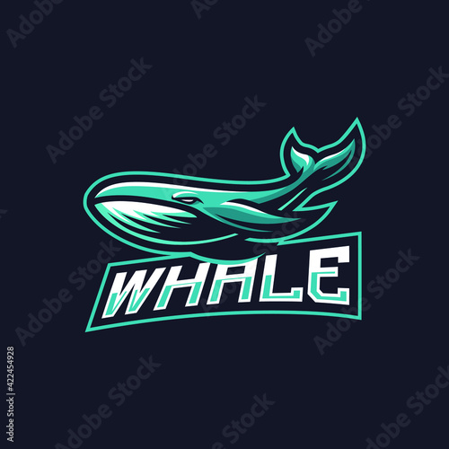 Whale mascot logo design illustration