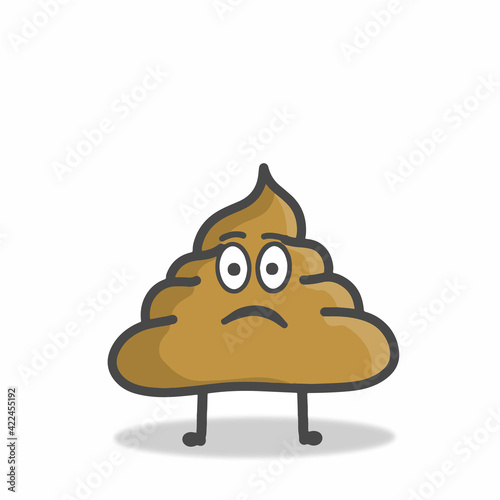 cute poop character flat cartoon vector design template illustration