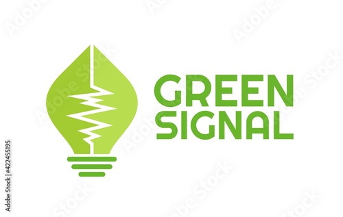 green leaf signal lamp energy logo concept design illustration