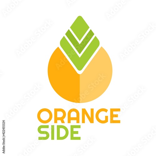 Orange fruit Side Natural logo concept design illustration