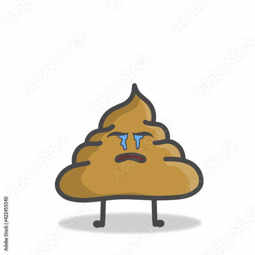 cute poop character flat cartoon vector design template illustration