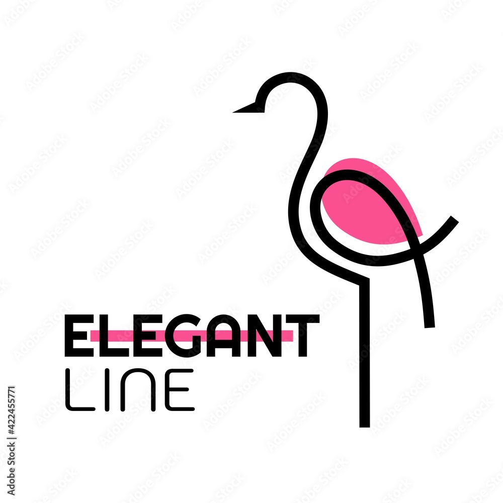 Elegant Line pink Flamingo bird modern logo concept design illustration Elegant Line pink Flamingo bird modern logo concept design illustration