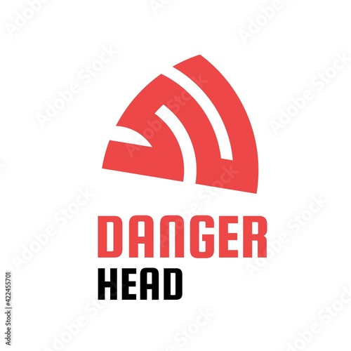 Danger Head Red Piranha fish animal logo concept design illustration