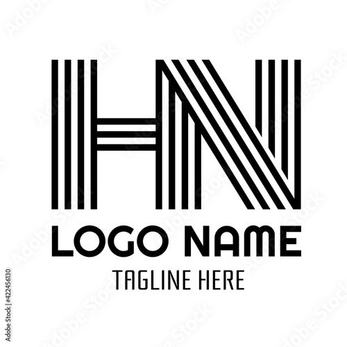 Letter H and N Word Modern Monogram icon logo concept design illustration
