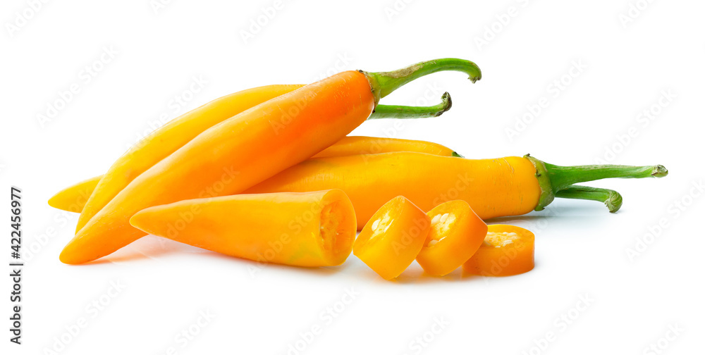 fresh yellow chilli isolated on white background fresh yellow chilli isolated on white background