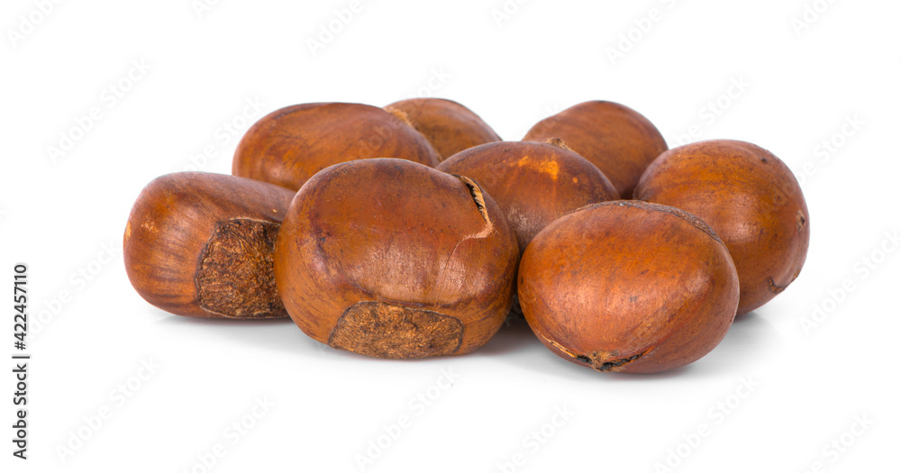 Chestnuts an isolated on white background. Chestnuts an isolated on white background.