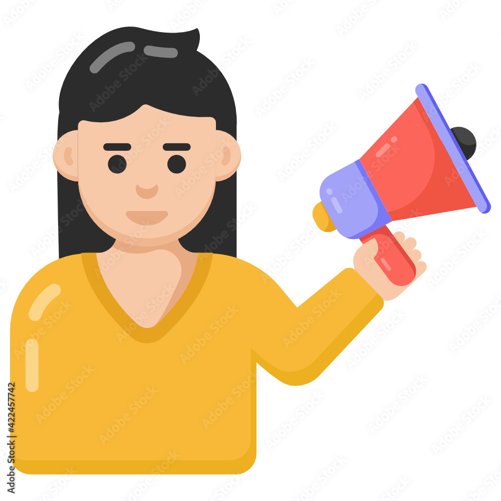 Speaker in hand, flat icon of announcement
Speaker in hand, flat icon of announcement