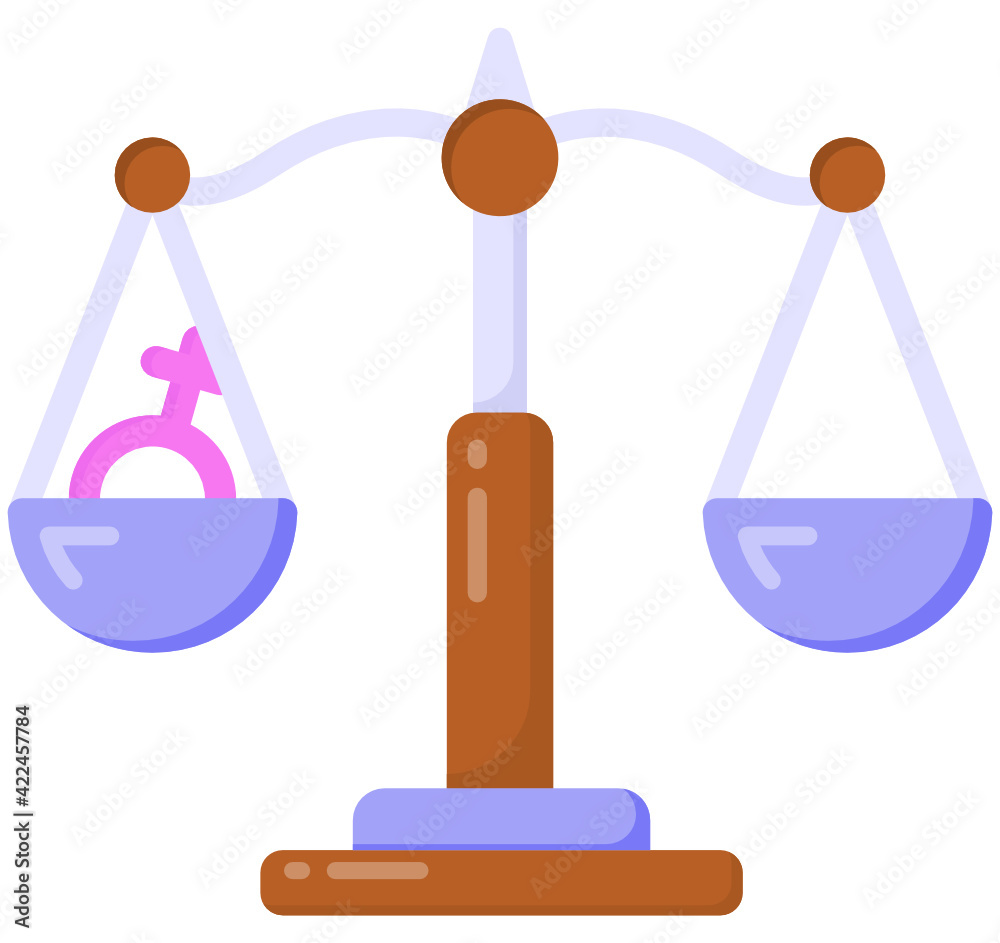 Gender sign in a balance scale, flat icon of gender equality
Gender sign in a balance scale, flat icon of gender equality