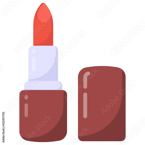 
Red colour lipstick flat icon design

