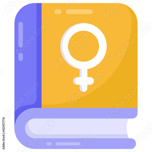 
Gender sign over a book, icon of female book


