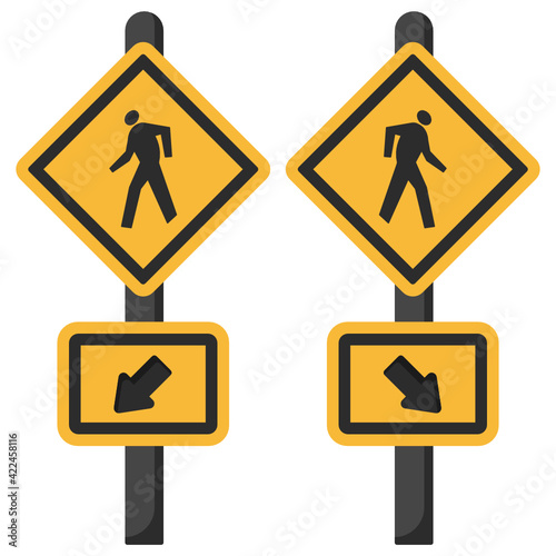 
Pedestrian direction boards flat editable vector 

