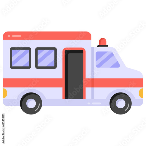 A flat style vector design of ambulance, hospital transport